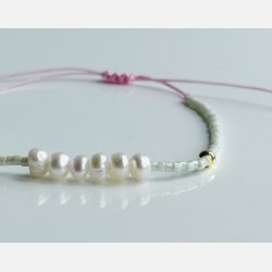 Justerbart armb�nd med perler (Lys mint) UDEN smykke�ske