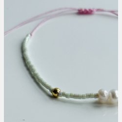 Justerbart armb�nd med perler (Lys mint) UDEN smykke�ske