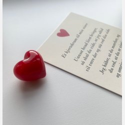 Hjertekram til min niece fra MOSTER (Lille rdt glashjerte og tilhrende A7 kort)