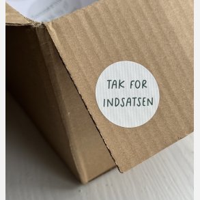 Tak for indsatsen (Papirklistermrke 4 cm dia)
