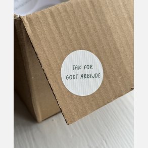 Tak for godt arbejde /grn (Papirklistermrke 4 cm dia)