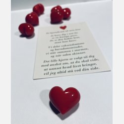 Hjertekram til min bror (Lille rdt glashjerte og tilhrende A7 kort)
