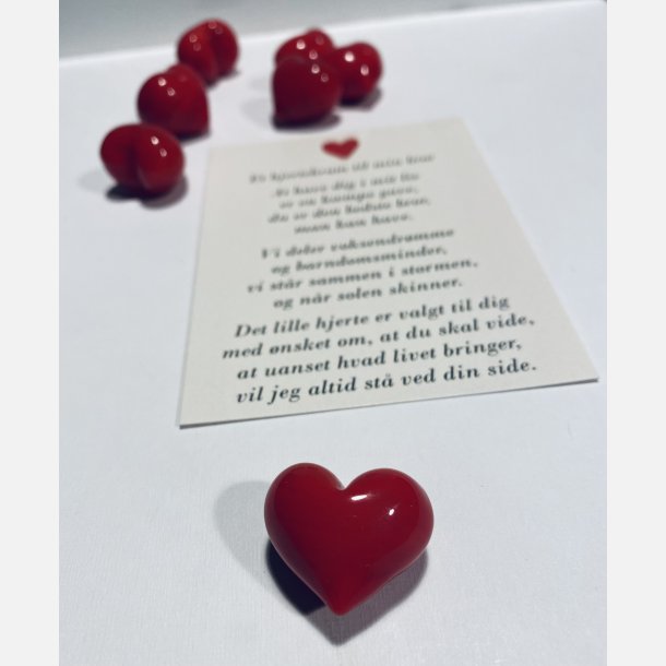 Hjertekram til min bror (Lille rdt glashjerte og tilhrende A7 kort)