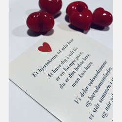 Hjertekram til min bror (Lille rdt glashjerte og tilhrende A7 kort)