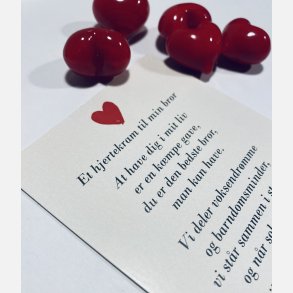 Hjertekram til min bror (Lille rdt glashjerte og tilhrende A7 kort)