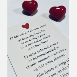 Hjertekram til min sster (Lille rdt glashjerte og tilhrende A7 kort)