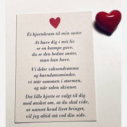 Hjertekram til min sster (Lille rdt glashjerte og tilhrende A7 kort)