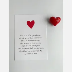 Hjertekram 2 (Lille rdt glashjerte og tilhrende A7 kort)