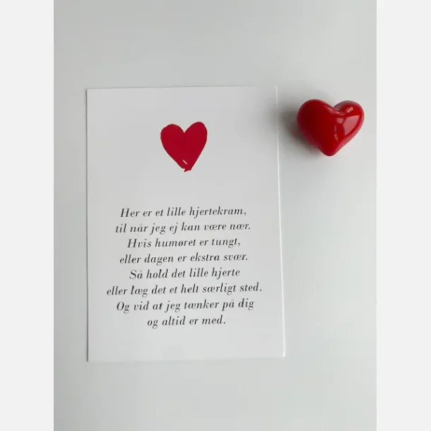 Hjertekram 2 (Lille rdt glashjerte og tilhrende A7 kort)