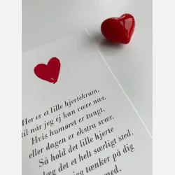 Hjertekram 2 (Lille rdt glashjerte og tilhrende A7 kort)