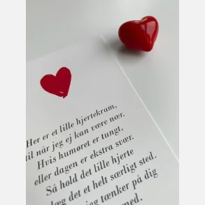 Hjertekram 2 (Lille rdt glashjerte og tilhrende A7 kort)