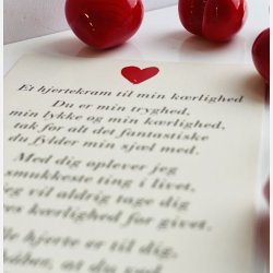 Hjertekram til min krlighed (Lille rdt glashjerte og tilhrende A7 kort)