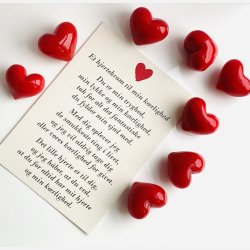 Hjertekram til min krlighed (Lille rdt glashjerte og tilhrende A7 kort)