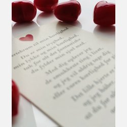 Hjertekram til min krlighed (Lille rdt glashjerte og tilhrende A7 kort)