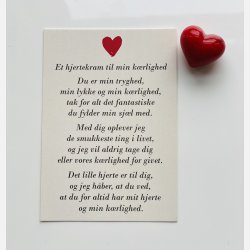 Hjertekram til min krlighed (Lille rdt glashjerte og tilhrende A7 kort)