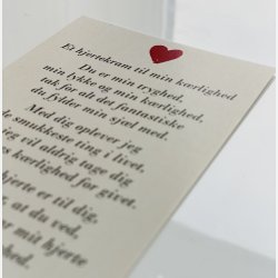 Hjertekram til min krlighed (Lille rdt glashjerte og tilhrende A7 kort)