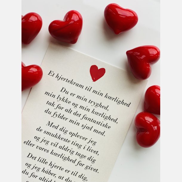 Hjertekram til min krlighed (Lille rdt glashjerte og tilhrende A7 kort)