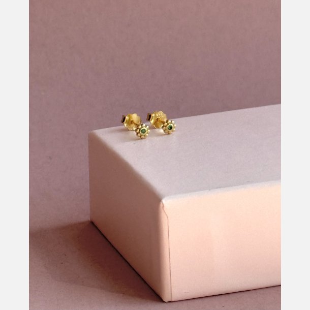 Tiny bloom (forgyldte m. grn zirkonia) UDEN SMYKKESKE