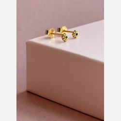 Tiny bloom (forgyldte m. grn zirkonia) UDEN SMYKKESKE