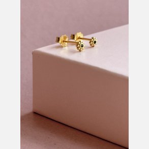 Tiny bloom (forgyldte m. grn zirkonia) UDEN SMYKKESKE