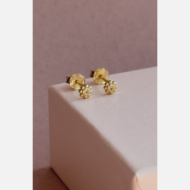 Tiny bloom (forgyldte m. rosa zirkonia) UDEN SMYKKESKE