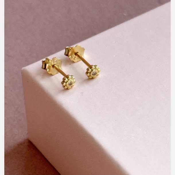 Tiny bloom (forgyldte m. rosa zirkonia) UDEN SMYKKESKE