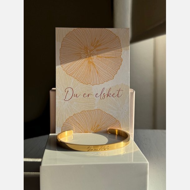 Armbnd "Du er elsket" (18K forgyldt stl)