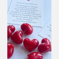 Hjertekram til MIN mor (Lille rdt glashjerte og tilhrende A7 kort)