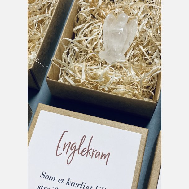 Englekram (A7 kort og lille engel i klar kvarts)
