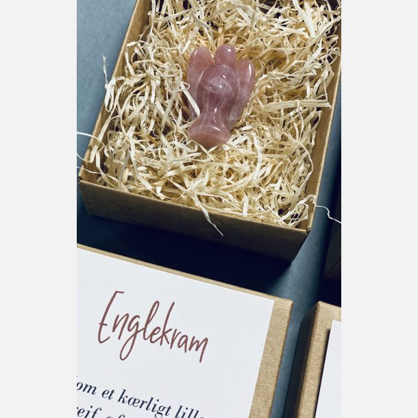 Englekram (A7 kort og lille engel i rosakvarts)