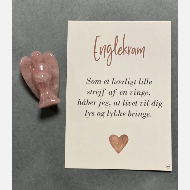 Englekram (A7 kort og lille engel i rosakvarts)