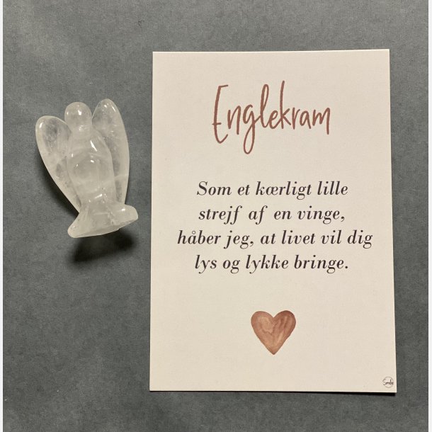Englekram (A7 kort og lille engel i klar kvarts)
