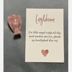 Englekram (A7 kort og lille engel i rosakvarts)