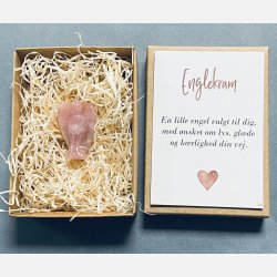 Englekram (A7 kort og lille engel i rosakvarts)