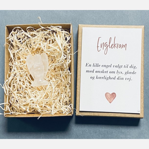 Englekram (A7 kort og lille engel i klar kvarts)