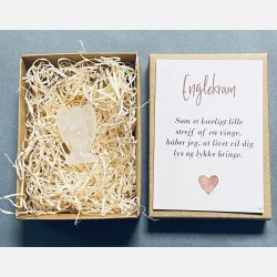 Englekram (A7 kort og lille engel i klar kvarts)