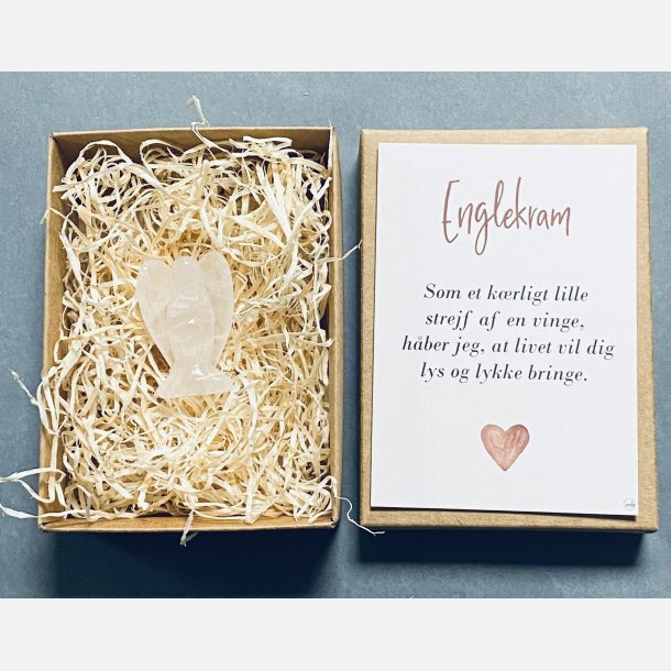 Englekram (A7 kort og lille engel i klar kvarts)