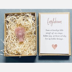 Englekram (A7 kort og lille engel i rosakvarts)