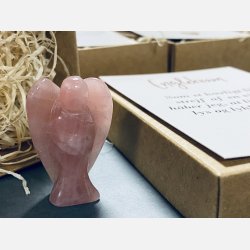 Englekram (A7 kort og lille engel i rosakvarts)