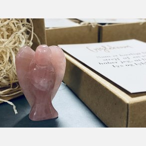 Englekram (A7 kort og lille engel i rosakvarts)