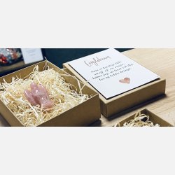 Englekram (A7 kort og lille engel i rosakvarts)