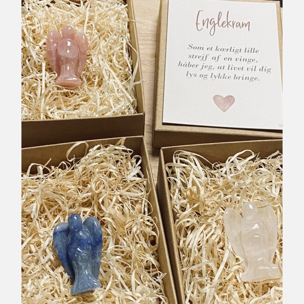 Englekram (A7 kort og lille engel i klar kvarts)