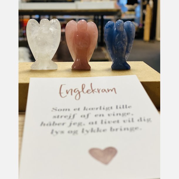 Englekram (A7 kort og lille engel i klar kvarts)