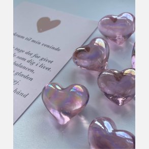 Hjertekram til min veninde (Lille lyserdt glashjerte og tilhrende A7 kort)