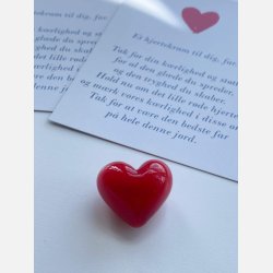 Hjertekram til MIN far (Lille rdt glashjerte og tilhrende A7 kort)