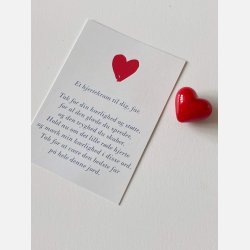Hjertekram til MIN far (Lille rdt glashjerte og tilhrende A7 kort)