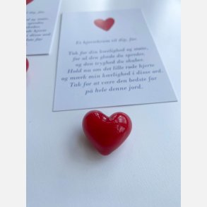 Hjertekram til MIN far (Lille rdt glashjerte og tilhrende A7 kort)