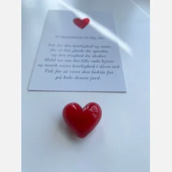 Hjertekram til MIN far (Lille rdt glashjerte og tilhrende A7 kort)