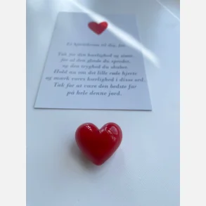 Hjertekram til MIN far (Lille rdt glashjerte og tilhrende A7 kort)