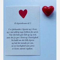 Hjertekram til 2 (Lille rdt glashjerte og tilhrende A7 kort)